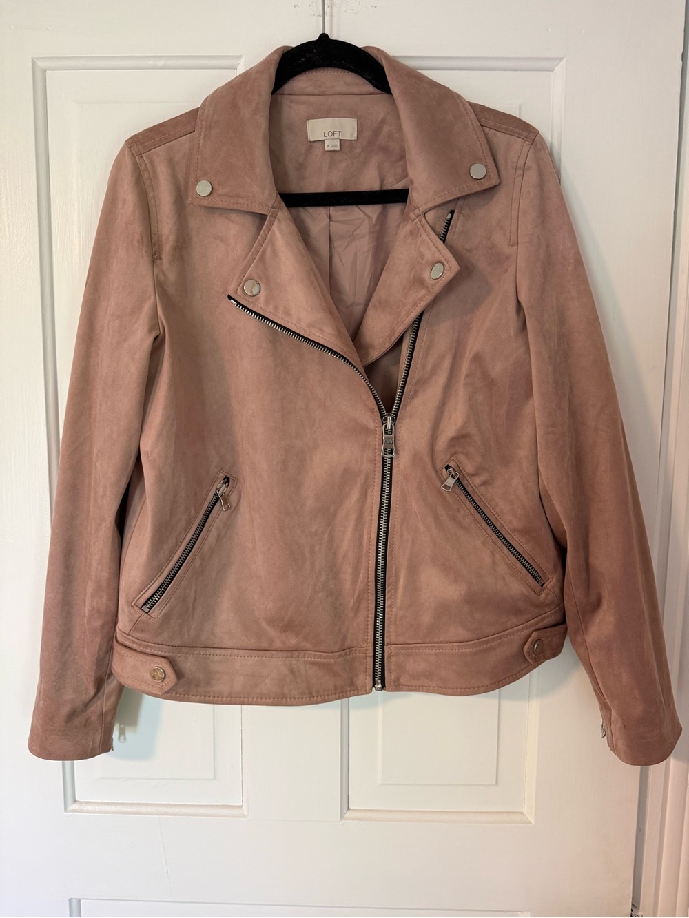 LOFT Blush Pink Suede Moto Jacket